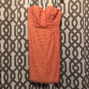 David’s Bridal coral lace bridesmaids dress